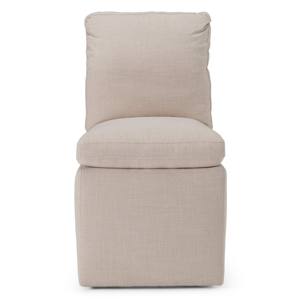 Adrian - Modern Beige Fabric Dining Chair with Castor Wheels