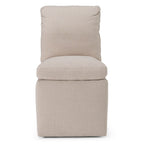 Adrian - Modern Beige Fabric Dining Chair with Castor Wheels