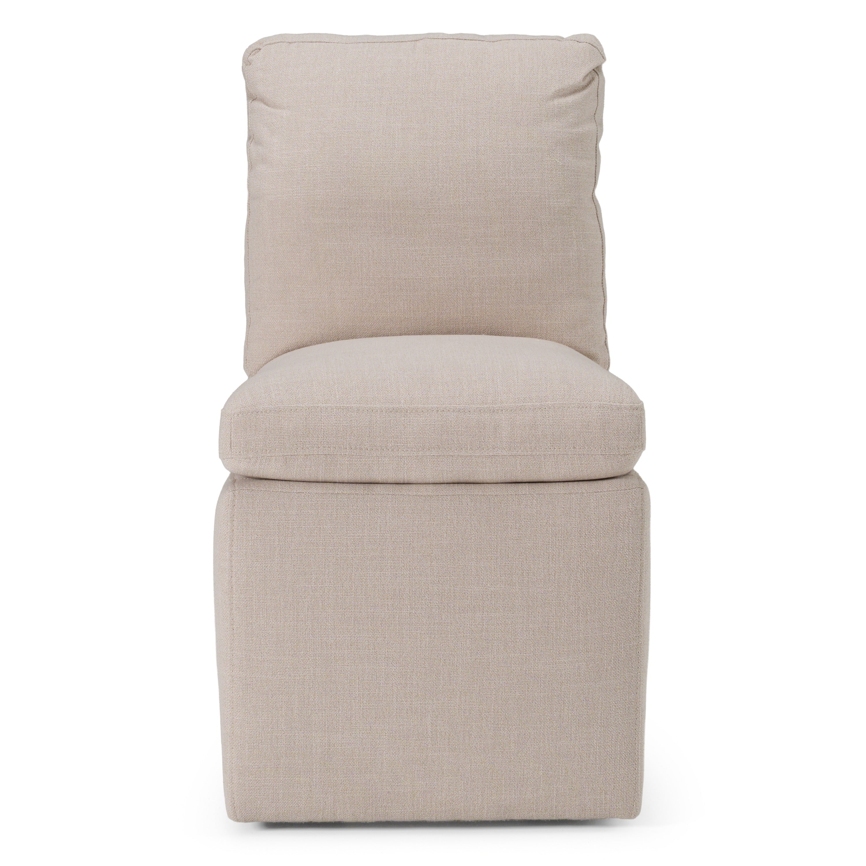 Adrian - Modern Beige Fabric Dining Chair with Castor Wheels