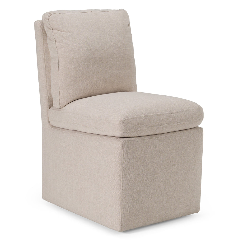 Adrian - Modern Beige Fabric Dining Chair with Castor Wheels