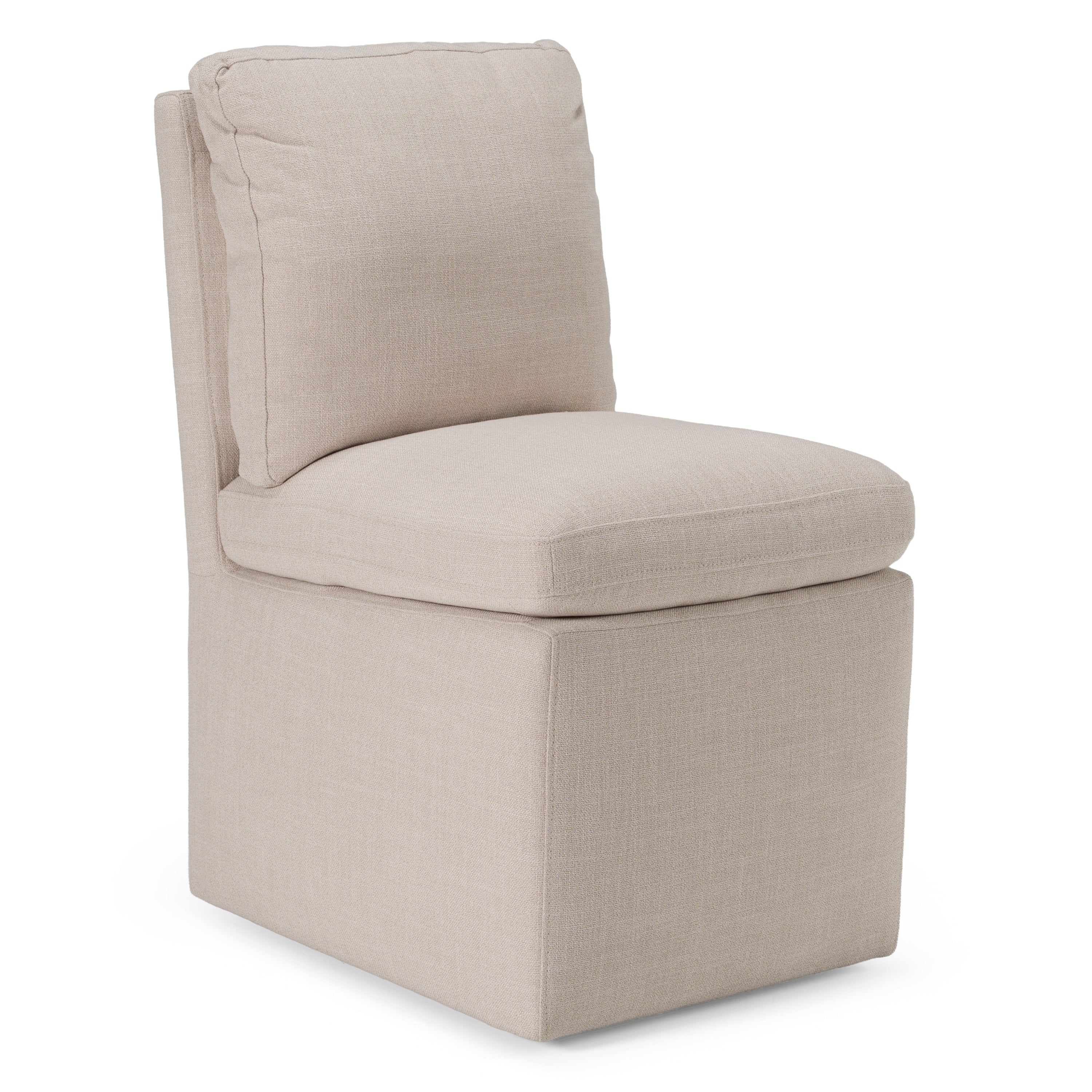 Adrian - Modern Beige Fabric Dining Chair with Castor Wheels
