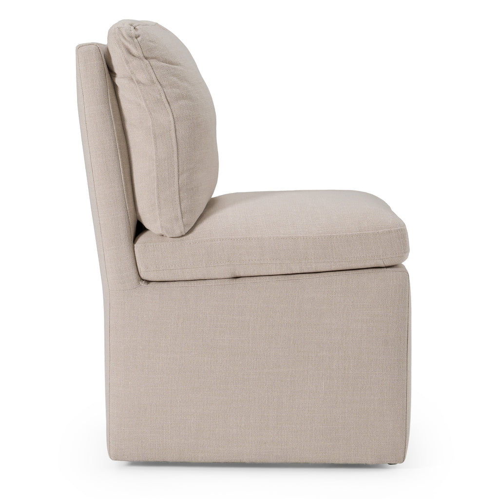 Adrian - Modern Beige Fabric Dining Chair with Castor Wheels