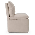 Adrian - Modern Beige Fabric Dining Chair with Castor Wheels