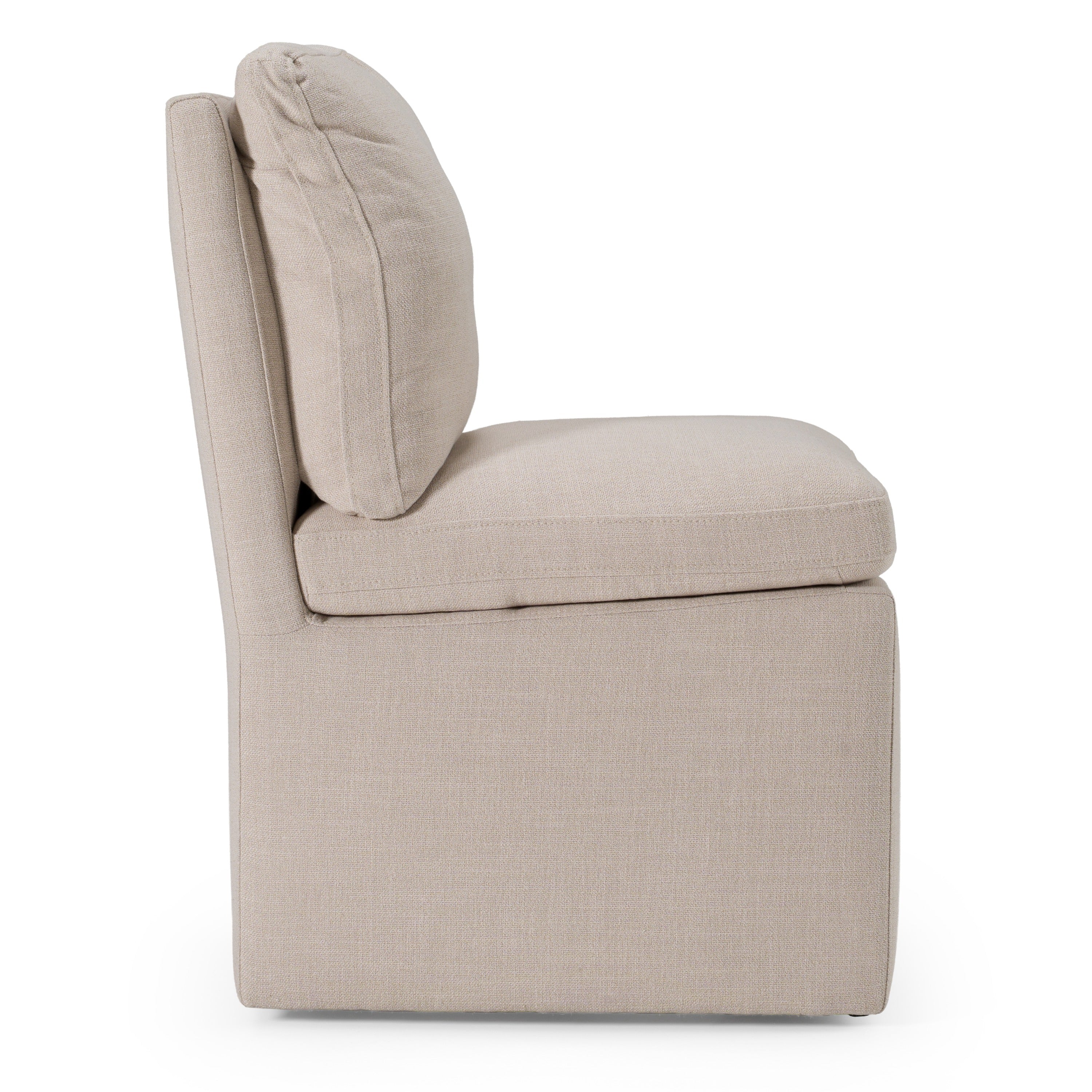 Adrian - Modern Beige Fabric Dining Chair with Castor Wheels