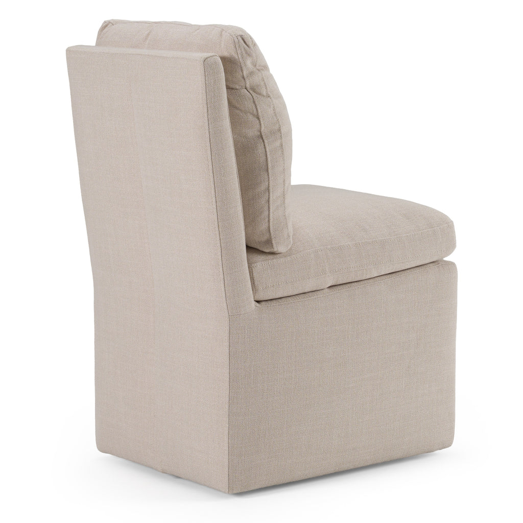 Adrian - Modern Beige Fabric Dining Chair with Castor Wheels
