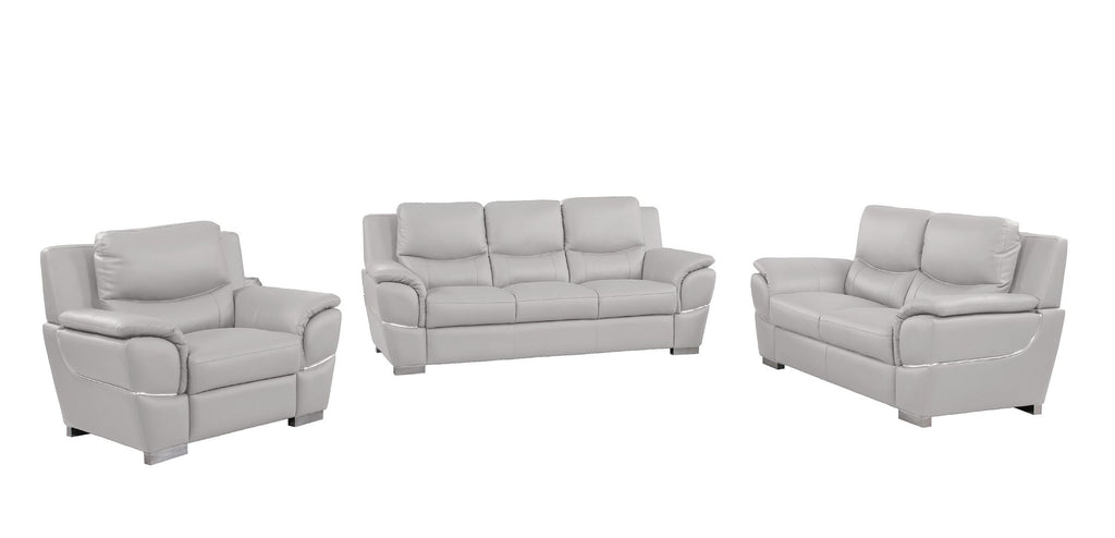 4572 Modern Genuine Leather 3-Piece Sofa Set - Light Grey - SKU 4572 LIGHT GREY 3PC (S/L/C) - GROUP - view 2