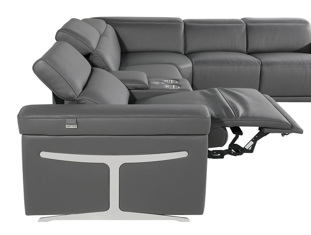 1126 Divanitalia 8-Piece U-Shaped Sectional Sofa in Top Grain Italian Leather with 2 Power Recliners & Power Headrests