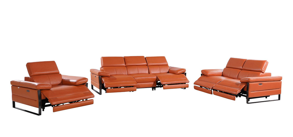 1246 Divanitalia Modular Power Dual Reclining Sofa, Loveseat, and Chair Set with Power Headrests - Top Grain Italian Leather - Camel - SKU 1246-CAMEL-6.5-HT-3PC - view 4