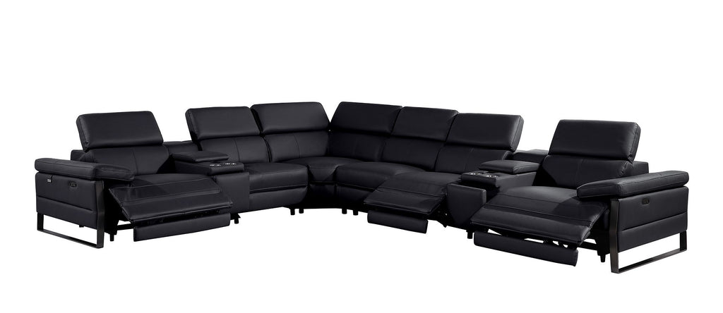 1246 Divanitalia 8-Piece L-Shaped Modular Power Reclining Sectional Sofa with 3 Power Recliners and Power Headrests - Top Grain Italian Leather