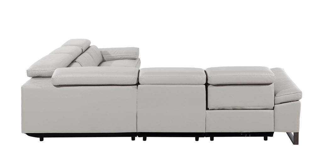 1246 Divanitalia 5-Piece L-Shaped Modular Power Reclining Sectional Sofa with Power Headrests - Top Grain Italian Leather