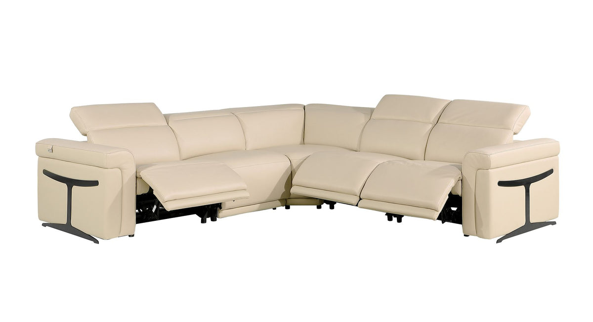 1126 Divanitalia 5-Piece L-Shaped Sectional Sofa in Top Grain Italian Leather with 3 Power Recliners & Power Headrests - Beige - SKU 1126-BEIGE-SEC-5PC-3PWR-SECTIONAL- GROUP - view 3