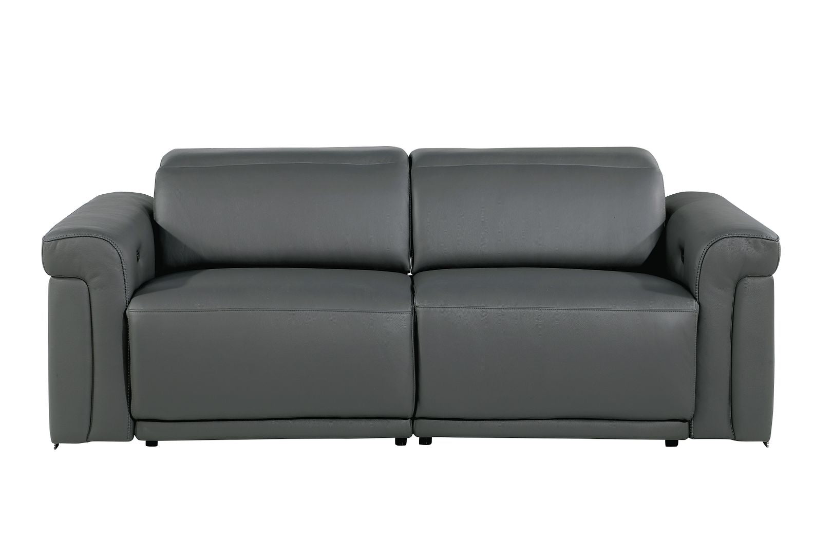 1126 Divanitalia Power Reclining Sofa in Top Grain Italian Leather with 2 Power Recliners & Power Headrests - Dark Grey