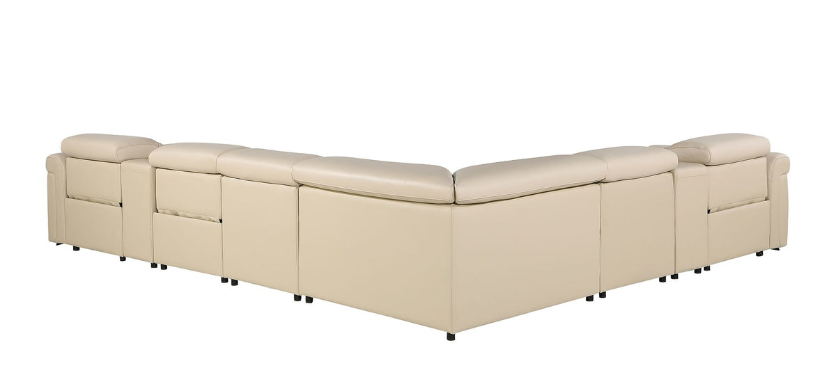 1126 Divanitalia 8-Piece L-Shaped Sectional Sofa in Top Grain Italian Leather with 3 Power Recliners & Power Headrests - Beige - SKU 1126-BEIGE-SEC-8PC-3PWR-SECTIONAL- GROUP - view 6