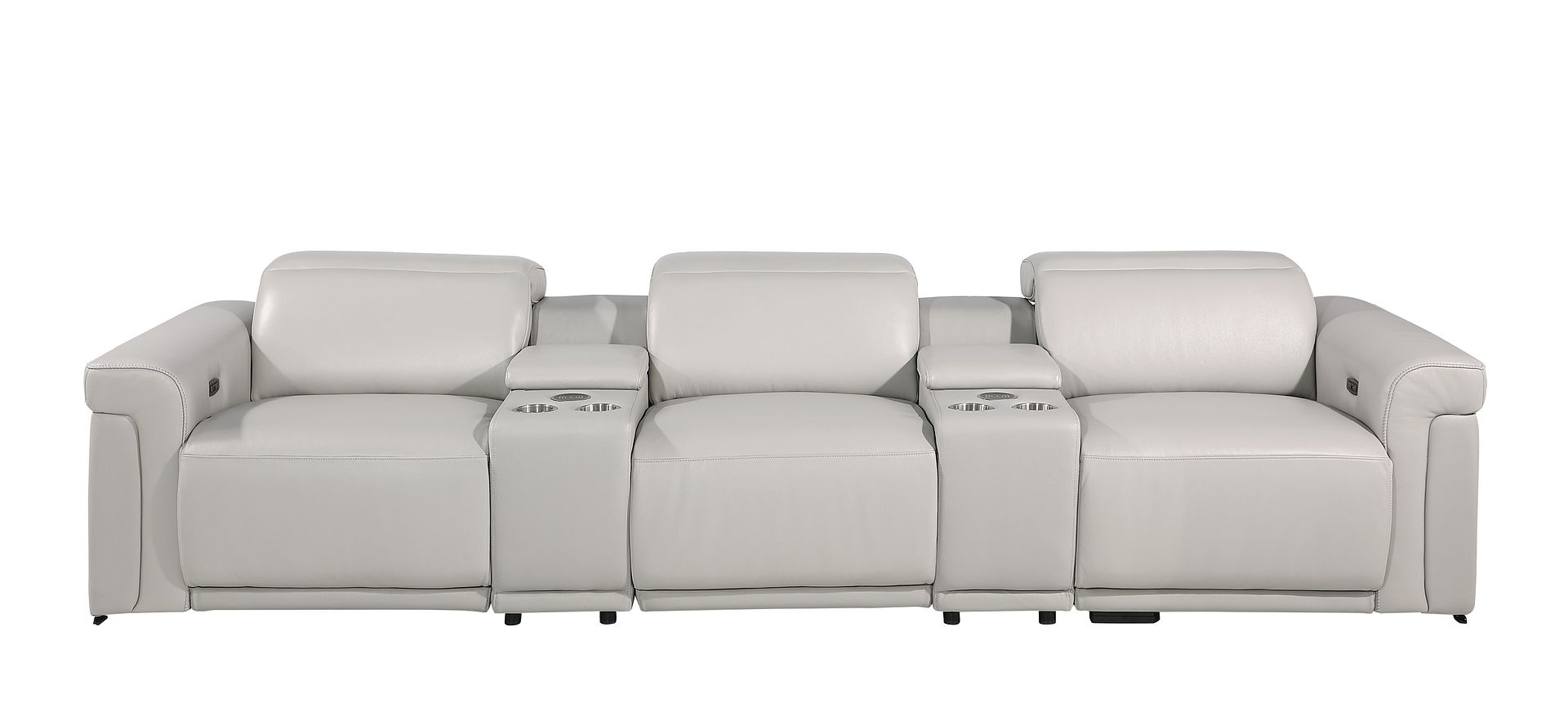 1126 Divanitalia 5-Piece Modular Power Reclining Sofa in Top Grain Italian Leather with 3 Power Recliners & Power Headrests