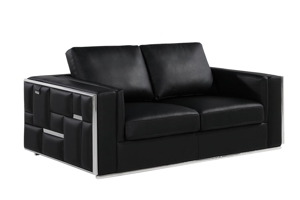 1130 Divanitalia 3-Piece Sofa Set in Top-grain Italian Leather - Black - SKU 1130-BLACK-3PC - view 7