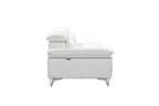 727 Divanitalia Right Arf Facing Sectional Sofa with Adjustable Headrest in Top-grain Italian Leather - White - SKU 727-Sectional-RAF-CHAISE-WHITE - view 4