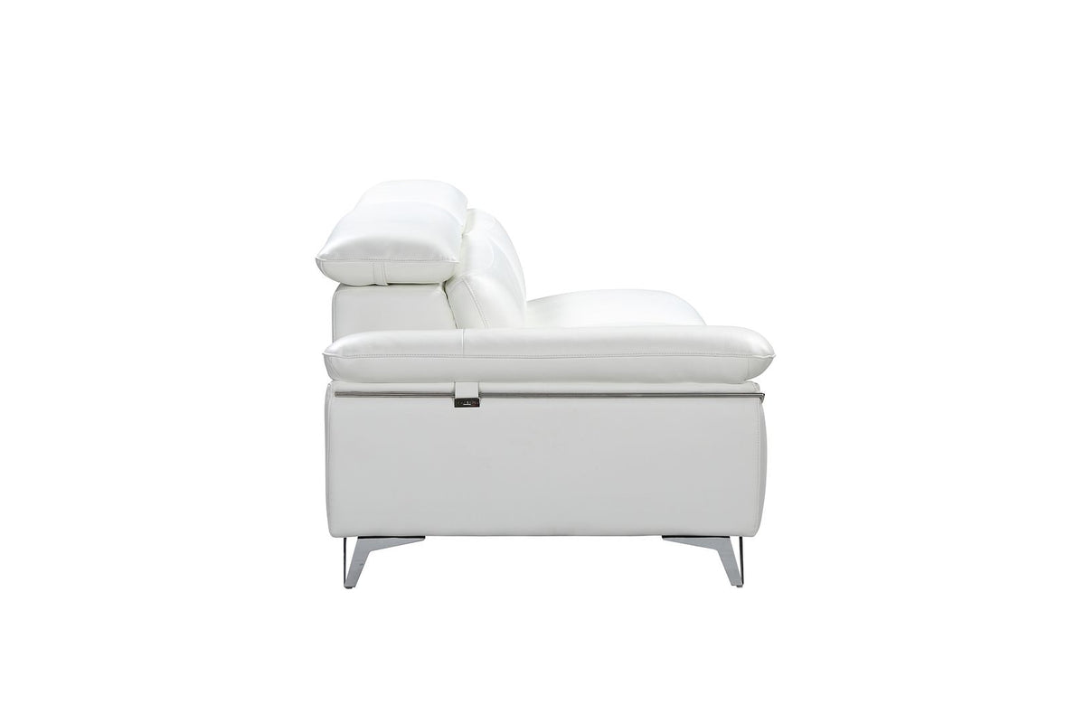 727 Divanitalia Right Arf Facing Sectional Sofa with Adjustable Headrest in Top-grain Italian Leather - White - SKU 727-Sectional-RAF-CHAISE-WHITE - view 4