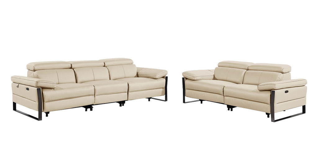 1246 Divanitalia Modular Power Dual Reclining Sofa and Loveseat Set with Power Headrests - Top Grain Italian Leather - Beige - SKU 1246-BEIGE-5.4-HT-2PC - view 3