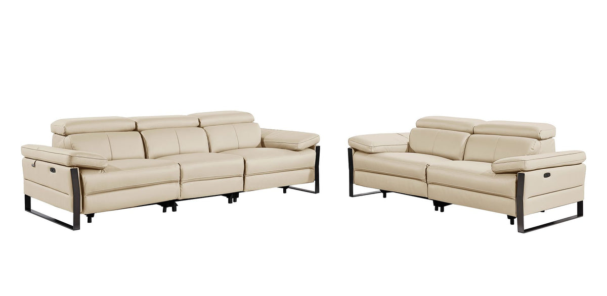 1246 Divanitalia Modular Power Dual Reclining Sofa and Loveseat Set with Power Headrests - Top Grain Italian Leather - Beige - SKU 1246-BEIGE-5.4-HT-2PC - view 3