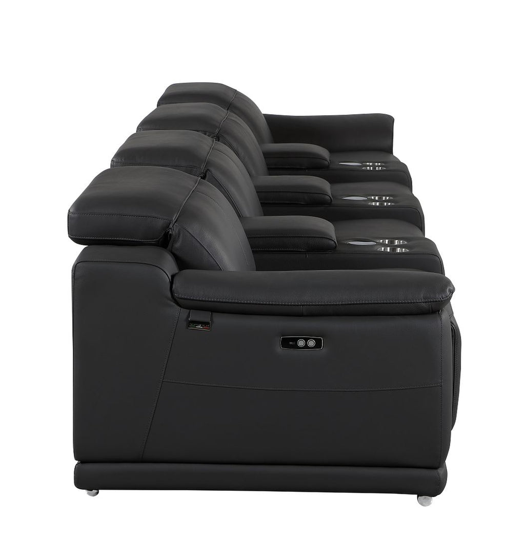 9762 Divanitalia 7-Piece Modular Top Grain Italian Leather Power Reclining Sofa with 4 Power Recliners