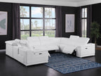 9762 Divanitalia 8-Piece U-Shaped Top Grain Italian Leather Sectional Sofa with 4 Power Recliners