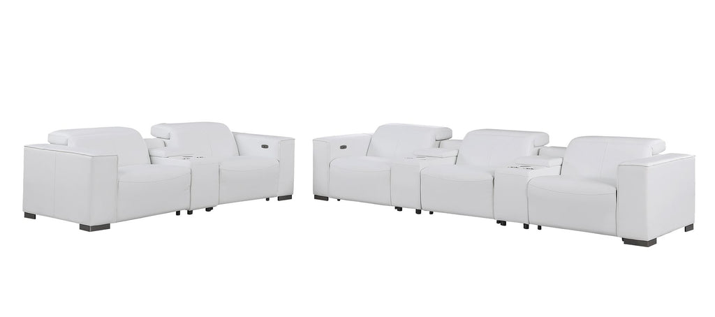 1208 Modular Leather Sofa & Loveseat with 6 Recliners and Power Headrests - White - SKU 1208-WHITE-8.5-HT - view 4