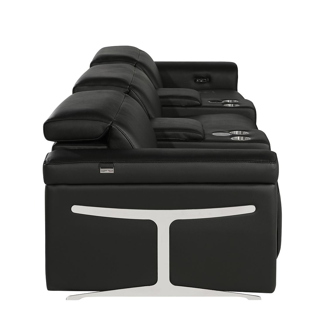 1126 Divanitalia 5-Piece Modular Power Reclining Sofa in Top Grain Italian Leather with 3 Power Recliners & Power Headrests