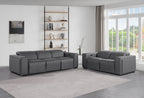 1224 Divanitalia 5-Piece Modular Power Reclining Sofa and Loveseat Set in Top Grain Italian Leather with 4 Power Recliners & Power Headrests - Dark Grey