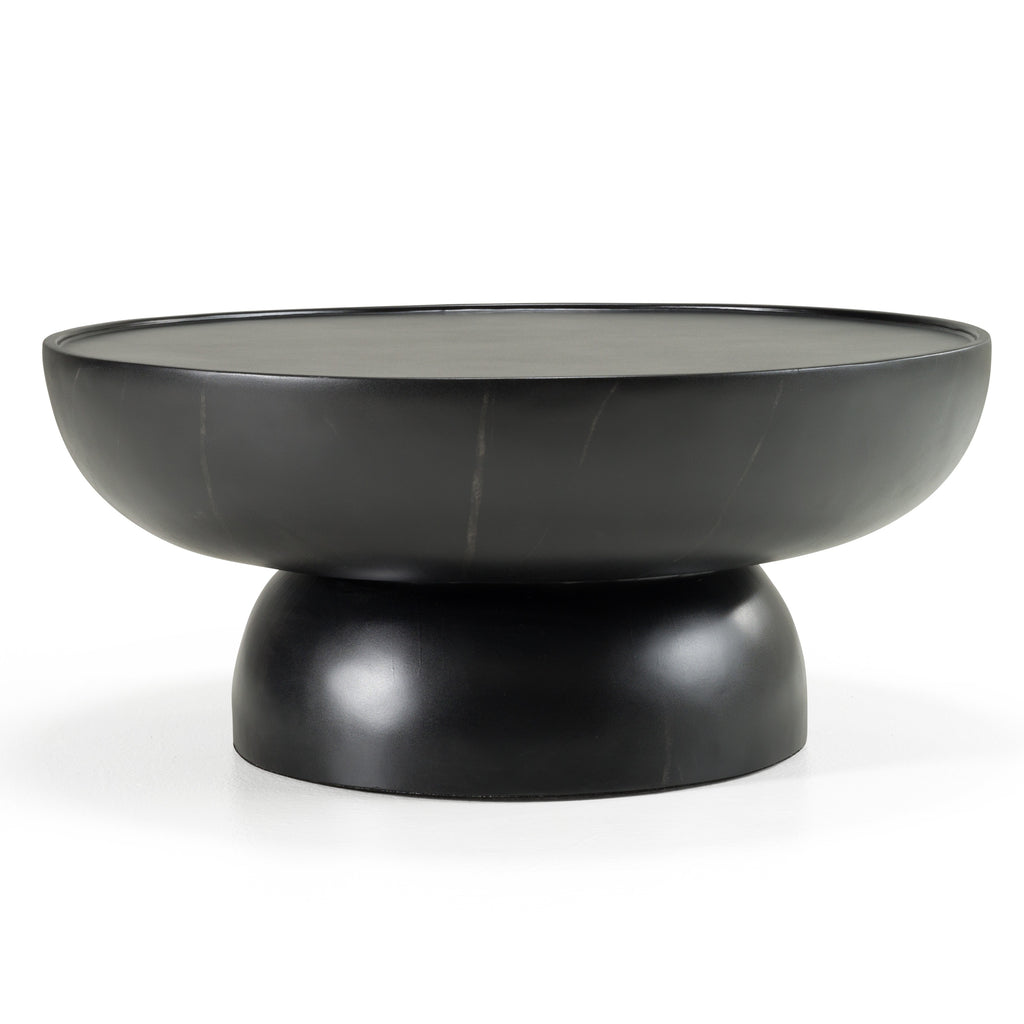 Akron - Modern Black & White Faux Marble Round Coffee Table