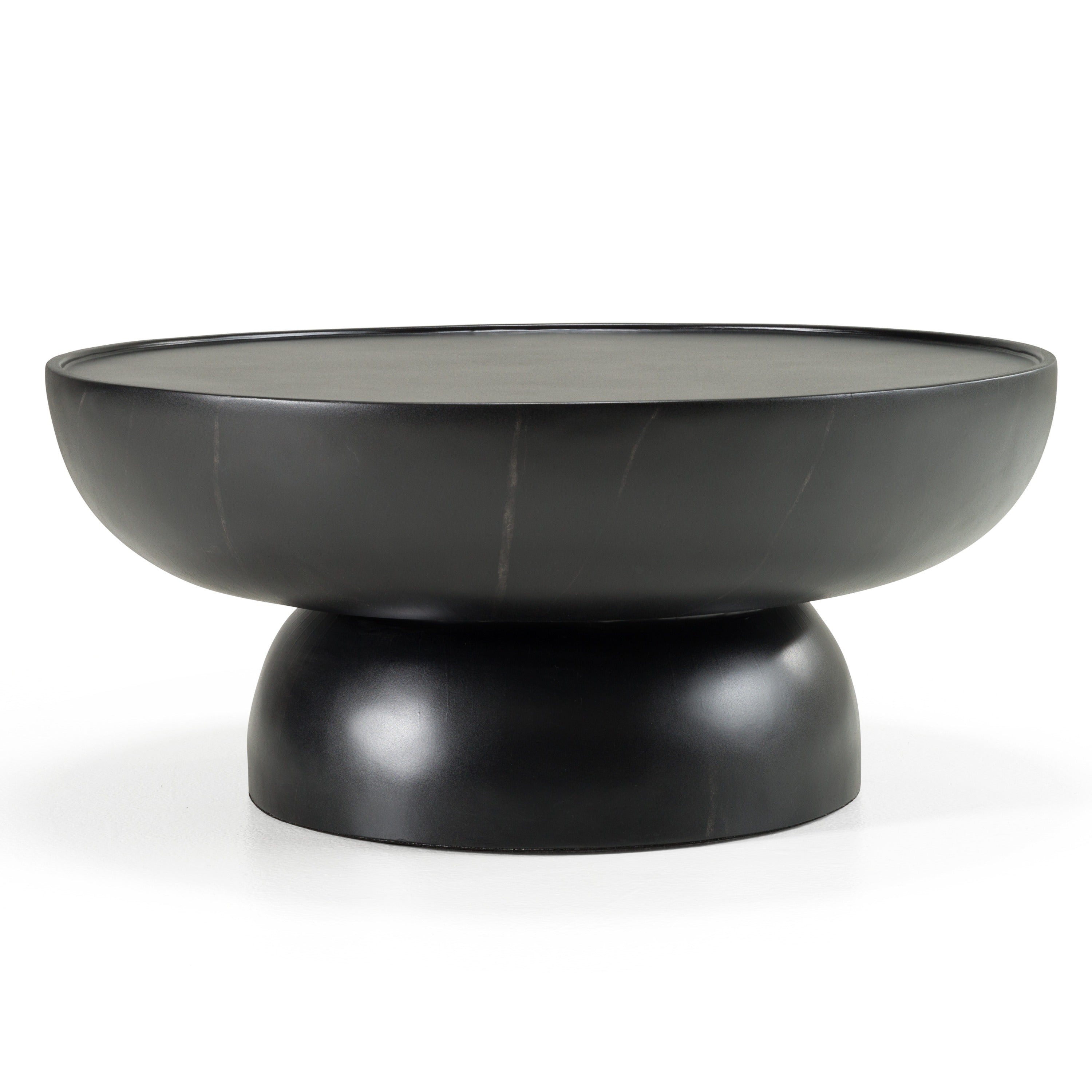 Akron - Modern Black & White Faux Marble Round Coffee Table