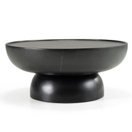 Akron - Modern Black & White Faux Marble Round Coffee Table