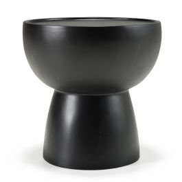 Akron - Modern Black & White Faux Marble Round End Table