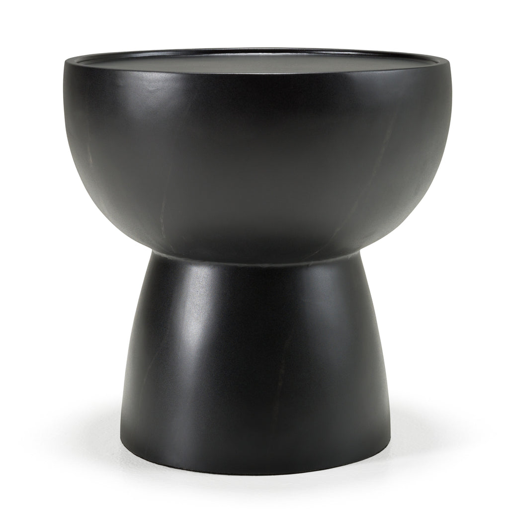 Akron - Modern Black & White Faux Marble Round End Table