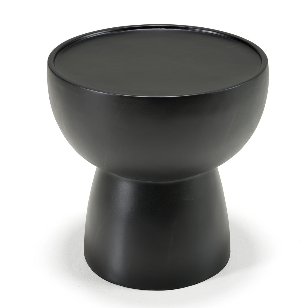 Akron - Modern Black & White Faux Marble Round End Table