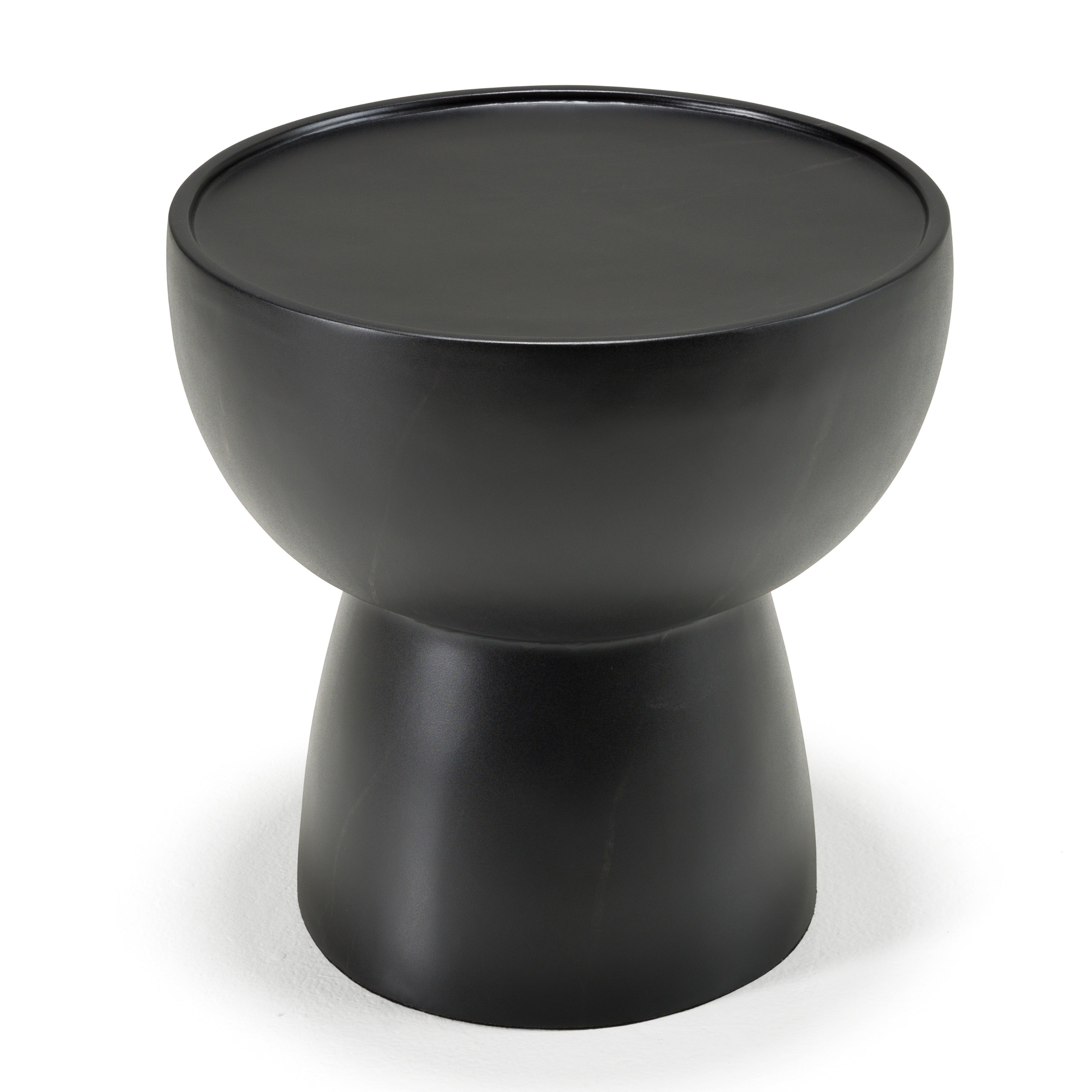 Akron - Modern Black & White Faux Marble Round End Table