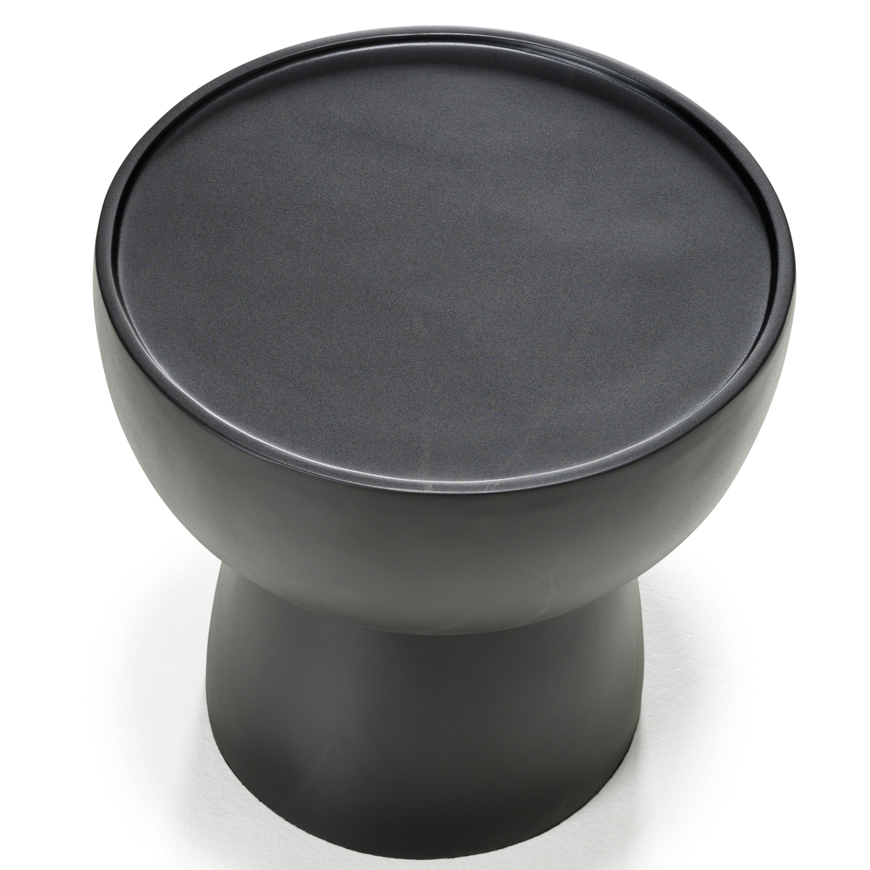 Akron - Modern Black & White Faux Marble Round End Table