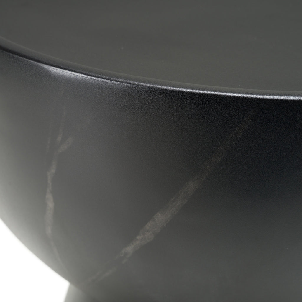 Akron - Modern Black & White Faux Marble Round End Table