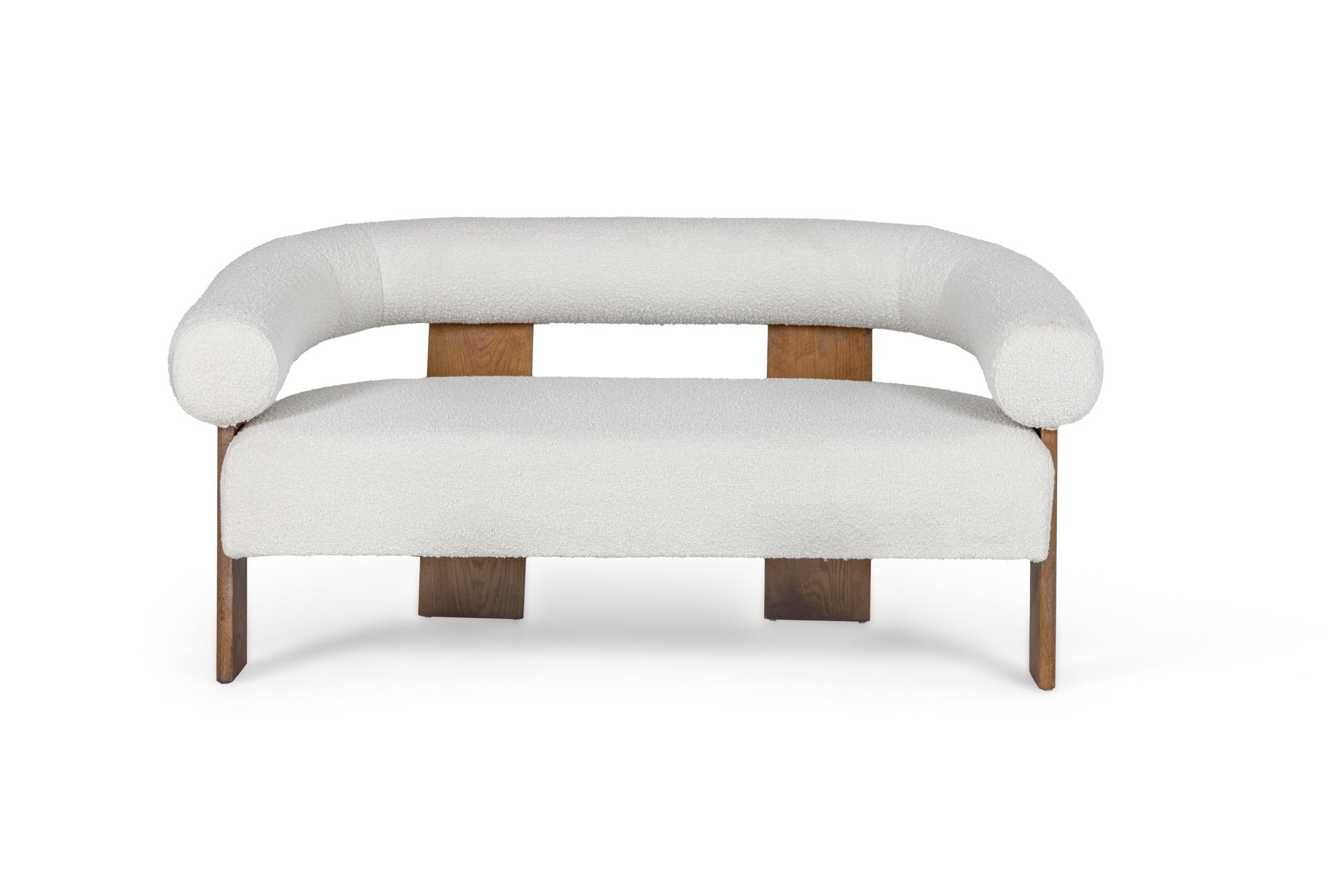 Modrest Aledo - Modern Off-White Fabric + Oak Loveseat