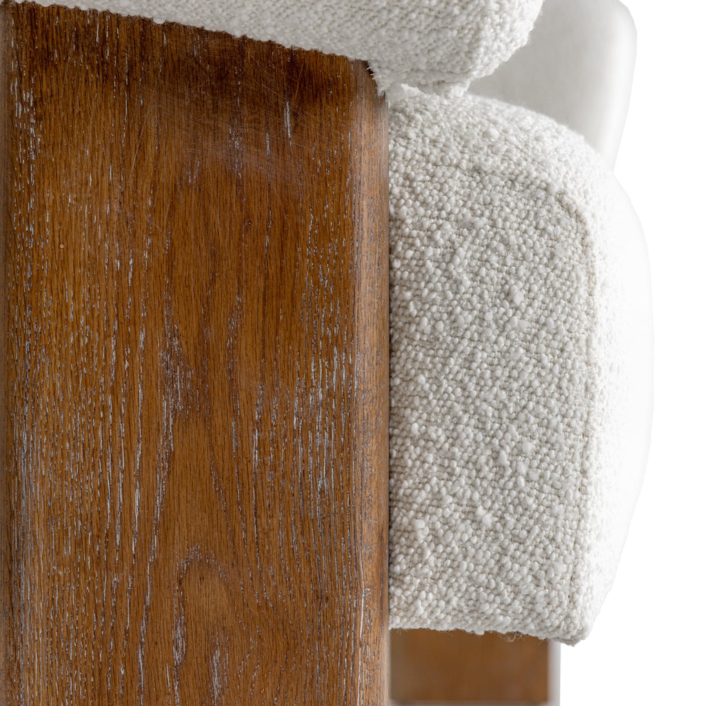 Aledo - Modern Off-White Fabric + Oak Loveseat