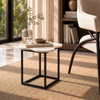 Aleidy - White Marble + Black Metal End Table