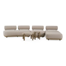 Alicante - Outdoor Grey Fabric + Latte 5-Piece Sofa Set