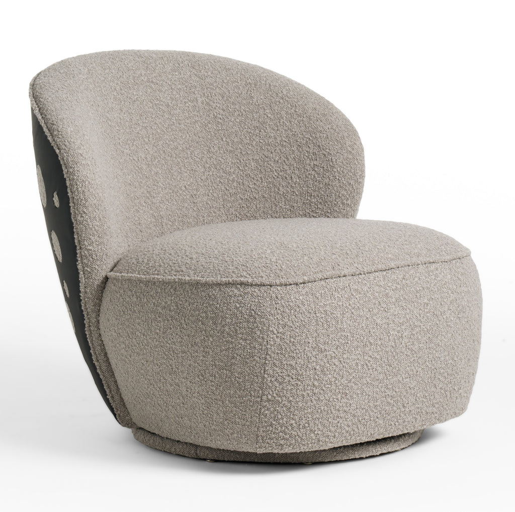 Allis - Glam Grey and Black Fabric Swivel Accent Chair