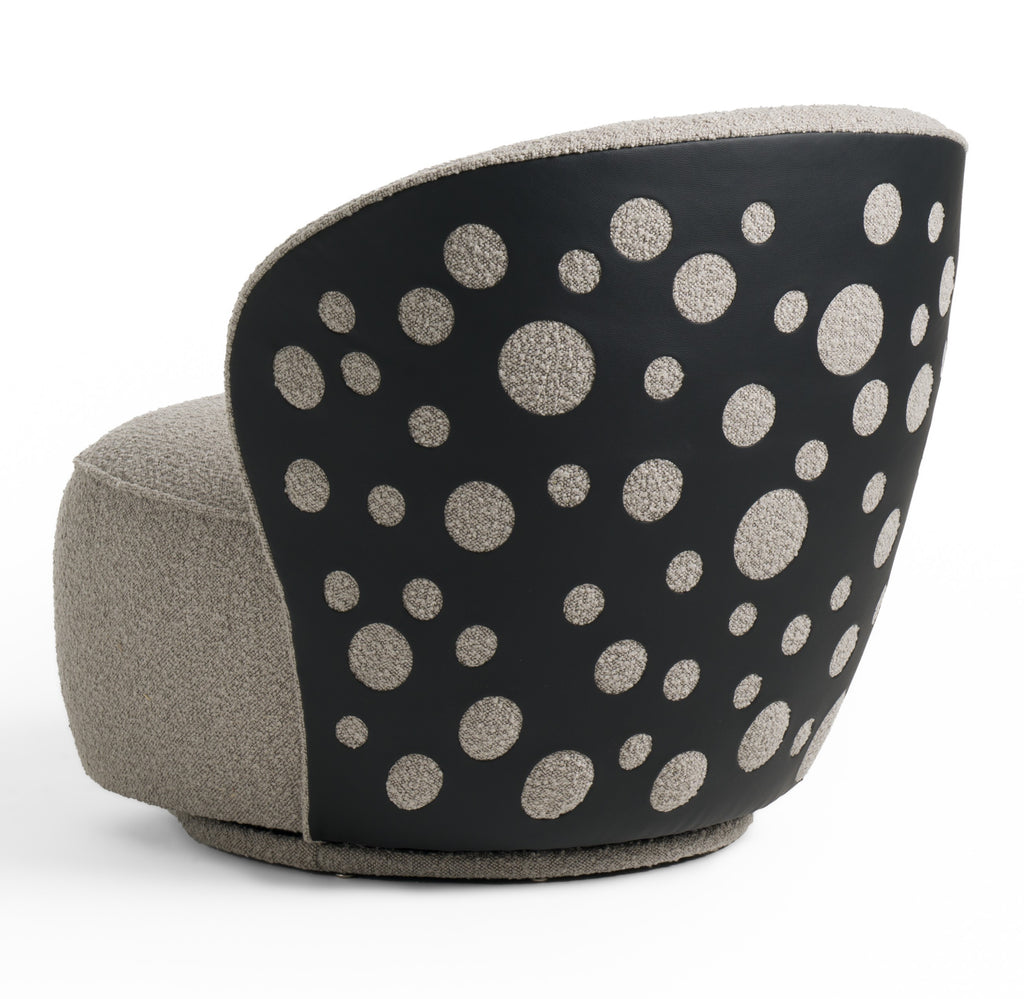 Allis - Glam Grey and Black Fabric Swivel Accent Chair