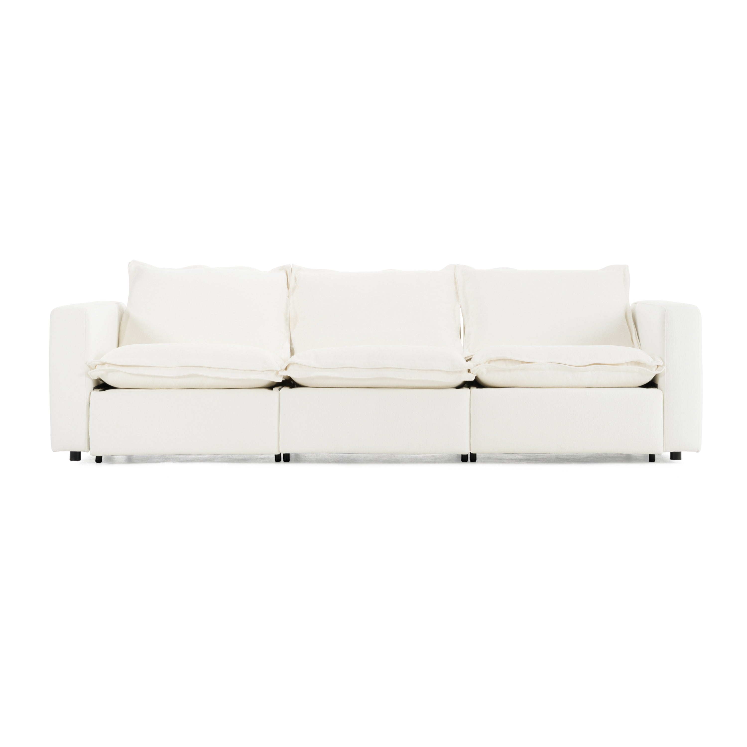 Divani Casa Almagre - Modern White Fabric Sofa w/ 3 Electric Recliners – Additional View