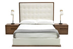 Amberlie - White Vegan Leather & Walnut Bed - White Vegan Leather & Walnut Bed