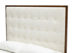 Amberlie - White Vegan Leather & Walnut Bed - White Vegan Leather & Walnut Bed