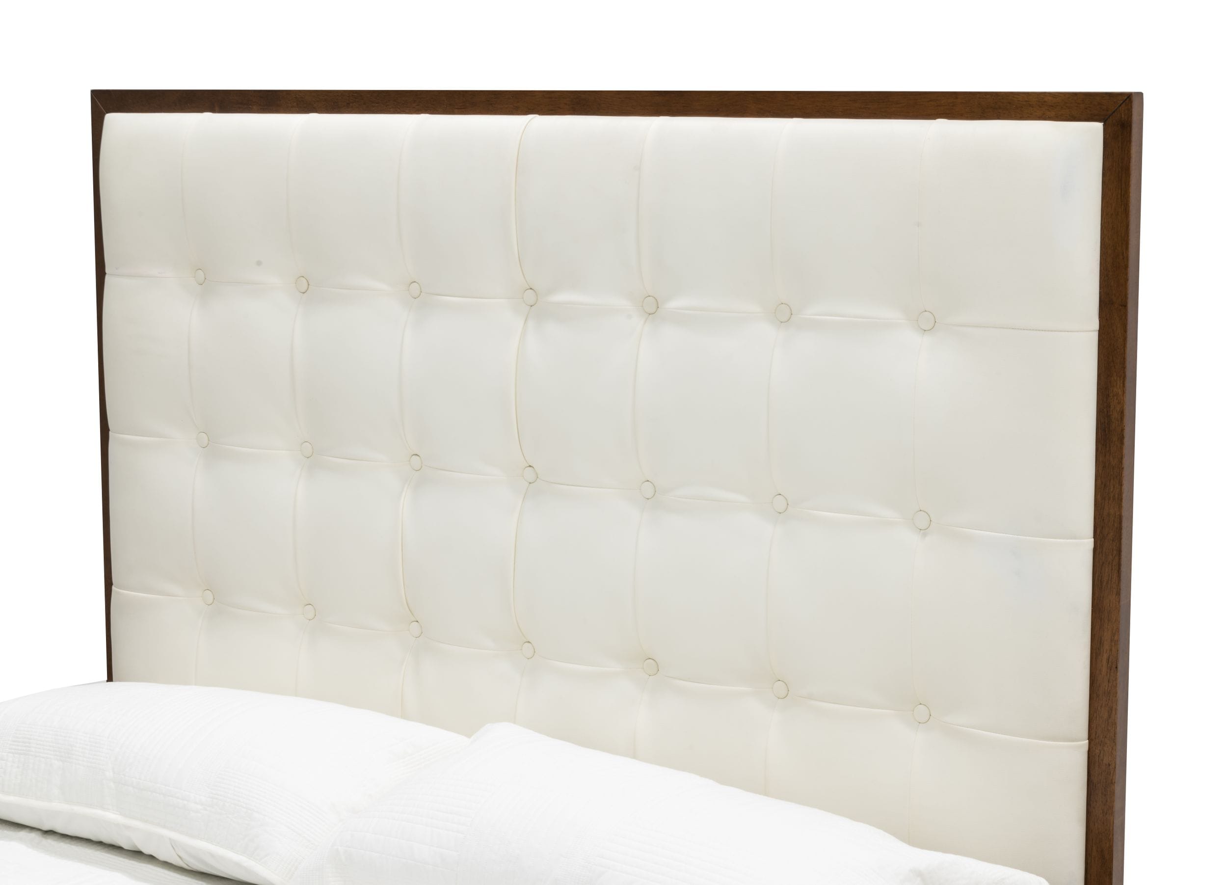 Amberlie - White Vegan Leather & Walnut Bed - White Vegan Leather & Walnut Bed