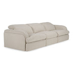 Ambler - Modern Off-White Fabric Sofa with 2 Power Recliners