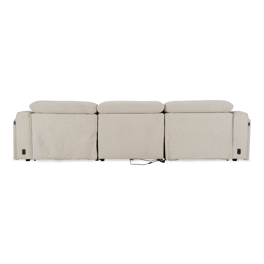 Ambler - Modern Off-White Fabric Sofa with 2 Power Recliners