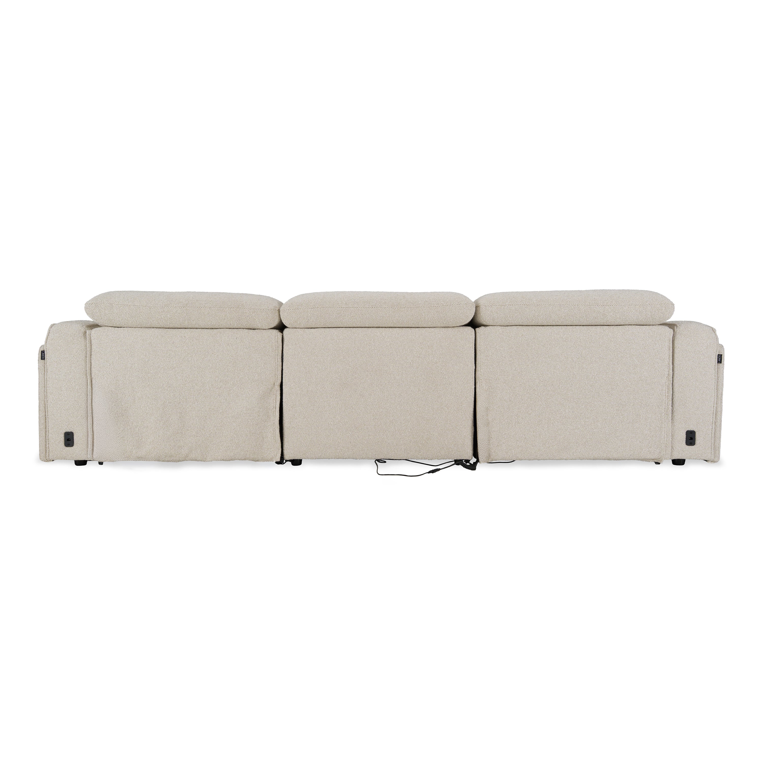 Ambler - Modern Off-White Fabric Sofa with 2 Power Recliners